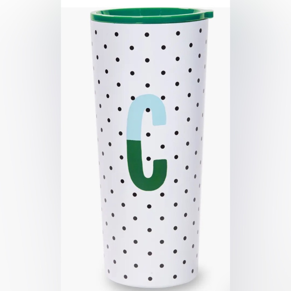 Kate Spade stainless steel initial tumbler with initial “C”